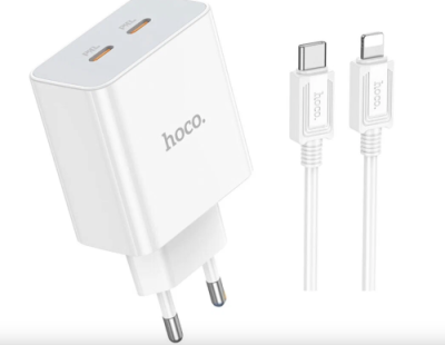 Сетевое зарядное устройство Hoco (C108A) Leader PD 35W/QC3.0 charger (EU) + кабель Type-C/Type-C 1m (белый) / Сетевые зарядные устройства | Электроника | V4.Ru: Маркетплейс