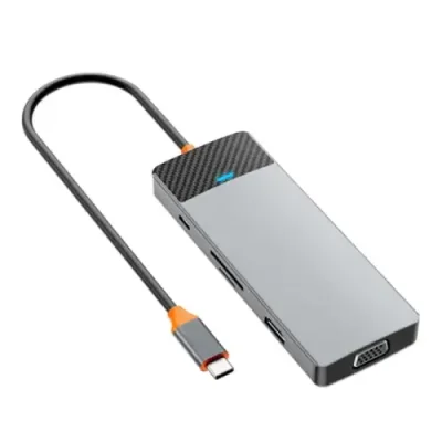 Адаптер WIWU Linker 9 в 1 USB-C HUB на USBx3/Type-Cx2/VGA/HDMI/SD/TF (A921HV) (Grey) / Адаптеры и переходники | Электроника | V4.Ru: Маркетплейс