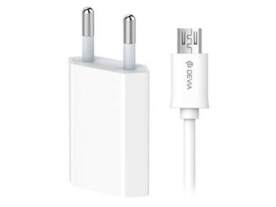 Сетевое зарядное устройство Devia Smart Charger Suit Micro USB (002960) 5V 1A (White) Сетевые зарядные устройства / Электроника | V4.Market