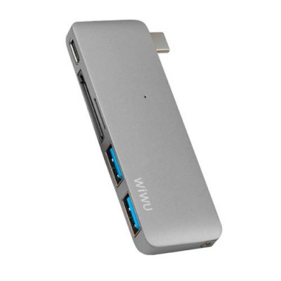 Адаптер Wiwu T6 USB Type-C 5 в 1 на USB 3.0/Type-C/SD/Micro SD для Macbook Pro/Air 2016-2018 (Space Gray) Адаптеры и переходники / Электроника | V4.Market