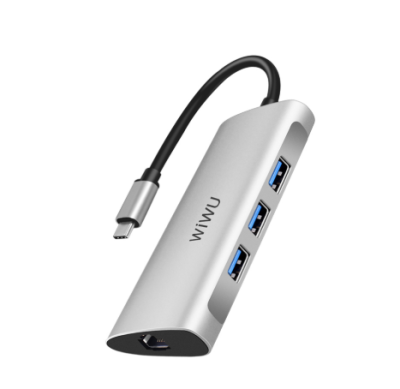 Адаптер Wiwu Alpha USB-C 6 в 1 на USB 3.0/PD/SD/TF (A631STR) (Silver) Адаптеры и переходники / Электроника | V4.Market