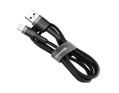 Кабель Baseus Horizontal Data Cable 2.4A (USB) на (Lightning) (CALSP-A01) 50см тканевая оплётка (черный) Кабели / Электроника | V4.Market