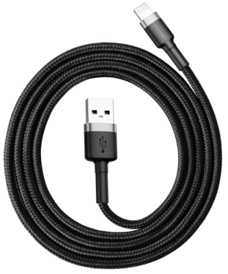 Кабель Baseus Cafule Cable (Special Edition) 2.4A (USB) на (Lightning) (CALKLF-GG1) 100см тканевая оплётка (черный) Кабели / Электроника | V4.Market