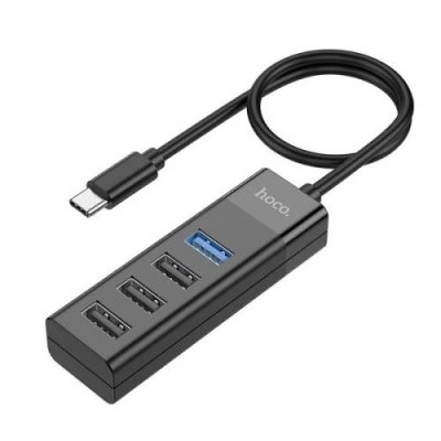 Переходник разветвитель Hoco (HB25) Easy Mix 4 в 1 Сonverter Type-C на USB 3.0 + USB 2.0*3 (Black) Адаптеры и переходники / Электроника | V4.Market