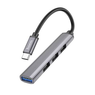 Переходник разветвитель Hoco (HB26) 4 в 1 Type-C на USB 3.0 + USB 2.0*3 (Metal Gray) Адаптеры и переходники / Электроника | V4.Market