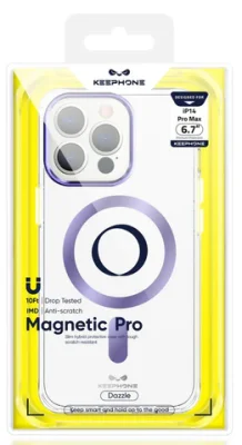 Чехол-накладка Keephone Dazzle Pro Magsafe для Apple iPhone 14 Pro Max пластиковый (фиолетовая рамка) для iPhone 14 Plus/14 Pro Max / Электроника | V4.Market