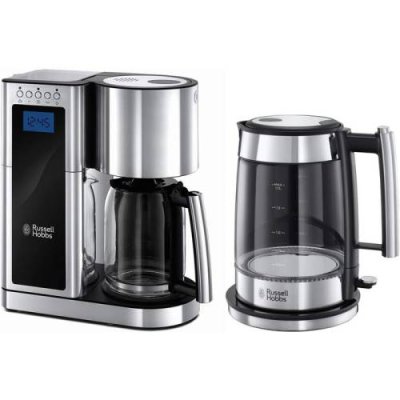 Russell Hobbs Цифровая кофемашина на 10 чашек, стеклянный кувшин 1,25 л, 1600 Вт и чайник 1,7 л Russell Hobbs Elegance / Кофеварки | Товары для дома | V4.Ru: Маркетплейс