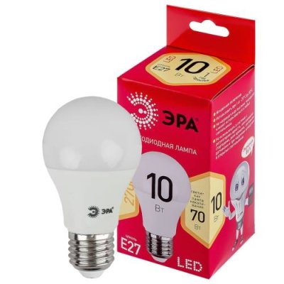 Лампа светодиодная ЭРА LED, 10Вт, Е27, груша, матовая, теплый свет / Светодиодные лампы Е27 | Товары для дома | V4.Ru: Маркетплейс