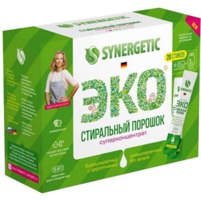 Порошок стиральный универсальный SYNERGETIC, 20 стиков, 500г / Средства для стирки и ухода за бельём | Товары для дома | V4.Ru: Маркетплейс