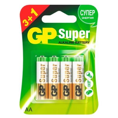 Элемент питания GP Super, 15A, АА, 4шт / Батарейки | Товары для дома | V4.Ru: Маркетплейс