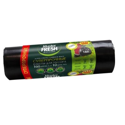 Пакеты для мусора Master Fresh XXXL, 10 шт, 160 л, суперпрочные, усиленное дно, черные, 28 мкм / Мешки для мусора | Товары для дома | V4.Ru: Маркетплейс