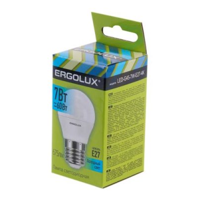 Лампа светодиодная ERGOLUX LED, 7Вт, E27, 4500K, 172-265В, шар / Светодиодные лампы Е27 | Товары для дома | V4.Ru: Маркетплейс