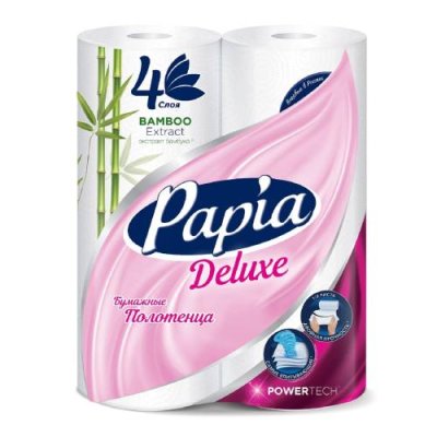 Полотенца бумажные PAPIA DELUXE 4 слоя 2 рулона 1/2 листа / Бумажные полотенца, салфетки, вата | Товары для дома | V4.Ru: Маркетплейс