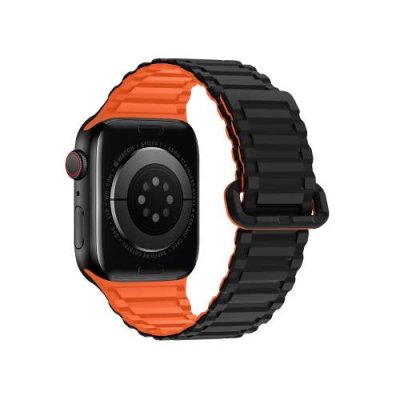 Ремешок Hoco WA06 Flexible для Apple Watch 42/44/45/49mm магнитная застежка/силикон (черный/оранжевый) Ремешки и браслеты для умных часов Apple / Электроника | V4.Market