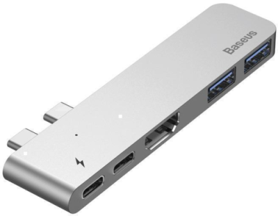 Адаптер Baseus Thunderbolt C+Pro HUB 7 в 1 Type-C x 2 - USB3.0/ Type-C/ SD/ Micro SD/ HDMI (Grey) / Адаптеры и переходники | Электроника | V4.Ru: Маркетплейс