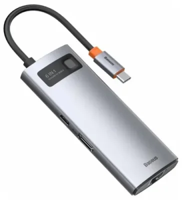 Адаптер Baseus 6 в 1 Starjoy Type-C HUB на HDMI/USB 3.0*3/PD/VGA (BS-OH040) (Space Gray) / Адаптеры и переходники | Электроника | V4.Ru: Маркетплейс