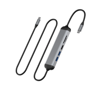 Адаптер Wiwu Alpha USB-C 5 в 1 на USB 3.0*2/HDMI/SD/Micro SD (521H) (Grey) Адаптеры и переходники / Электроника | V4.Market