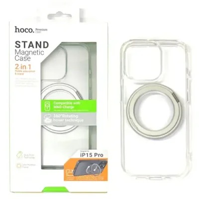 Чехол-накладка Hoco Stand Magsafe для iPhone 15 Plus (пластик/кольцо-держатель) (прозрачный) для iPhone 15 Plus/15 Pro Max / Электроника | V4.Market