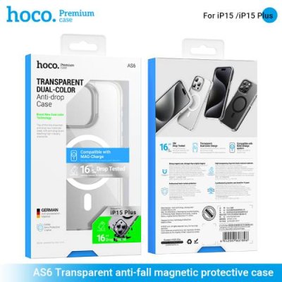 Чехол-накладка Hoco Transparent Magsafe для iPhone 15 Plus пластиковый (прозрачный) для iPhone 15 Plus/15 Pro Max / Электроника | V4.Market