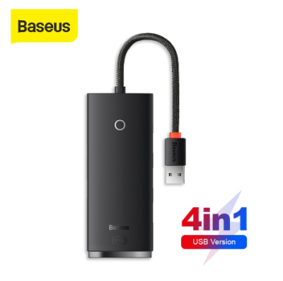 Адаптер Baseus Lite Series 4 в 1 Type-C HUB 3xUSB 3.0+Type-C 25cm (WKQX030301) (Black) Адаптеры и переходники / Электроника | V4.Market