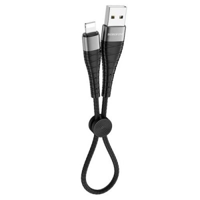 Кабель Borofone BX32 2,4A (USB) на (Lightning) 25см нейлоновая оплетка (черный) Кабели / Электроника | V4.Market