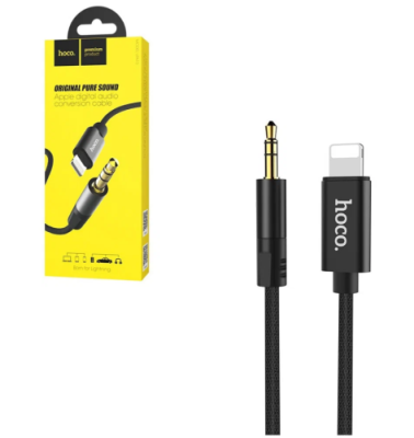 Кабель Hoco UPA13 Digital audio (3.5mm) на (Lightning) 100см нейлоновая оплетка (черный) Кабели / Электроника | V4.Market