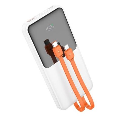 Внешний аккумулятор Hoco J119 Sharp charger 10000mAh USB/Type-C/кабель Lightning 8 pin + Type-C/LED-дисплей (белый) Универсальные внешние аккумуляторы / Электроника | V4.Market