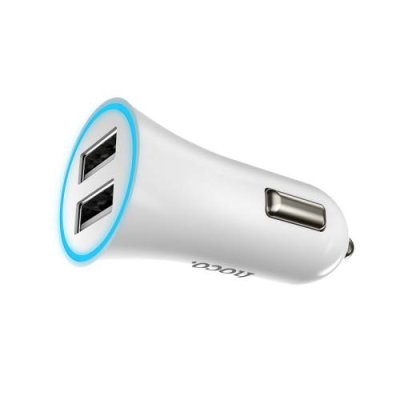 Автомобильное зарядное устройство Hoco UC204 Car Charger 2xUSB 2.4A (белый) Автомобильные зарядные устройства / Электроника | V4.Market