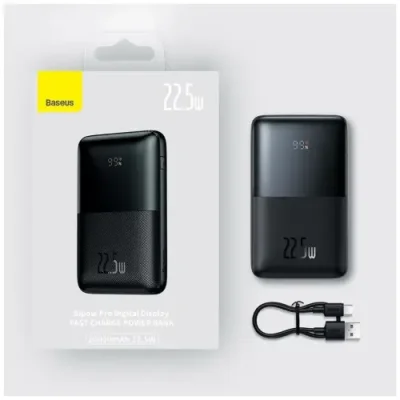 Внешний аккумулятор Baseus Bipow Digital Display Power bank 20000mAh 22.5W (черный) (PPBD2-2022) Универсальные внешние аккумуляторы / Электроника | V4.Market