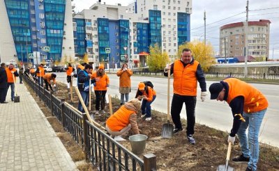 К 100-летию золотодобывающей промышленности в Якутске посадили 100 саженцев / ЯСИА   