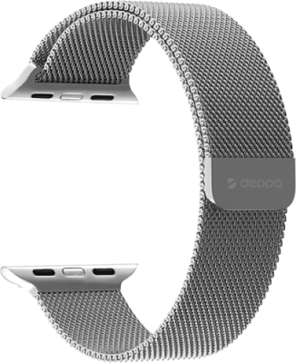 Ремешок  Deppa Band Mesh для Apple Watch 42/44 mm, нержавеющая сталь, серебристый / Аксессуары для умных часов | Электроника | V4.Ru: Маркетплейс