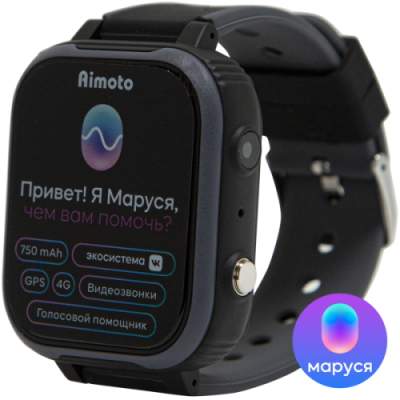 Часы-телефон Aimoto IQ 4G с голосовым помощником Маруся детские, черные / Детские часы | Электроника | V4.Ru: Маркетплейс