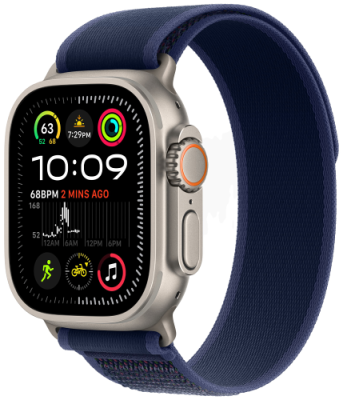 Apple Watch Ultra 2 GPS + Cellular, 49 мм, корпус из бежевого титана, ремешок Trail голубого цвета, размер M / Watch Ultra 2 | Электроника | V4.Ru: Маркетплейс