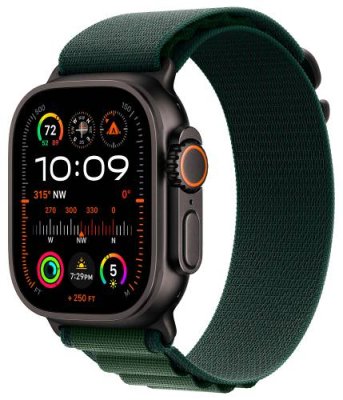 Apple Watch Ultra 2 GPS + Cellular, 49 мм, корпус из черного титана, ремешок Alpine зеленого цвета, размер M / Watch Ultra 2 | Электроника | V4.Ru: Маркетплейс