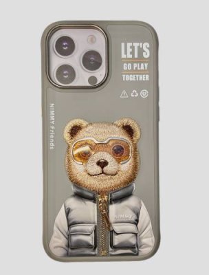 Чехол-накладка Nimmy Friends Cool Cute 2.0/Bear для Apple iPhone 16 Pro полиуретан (серый) для iPhone 16/16 Pro / Электроника | V4.Market