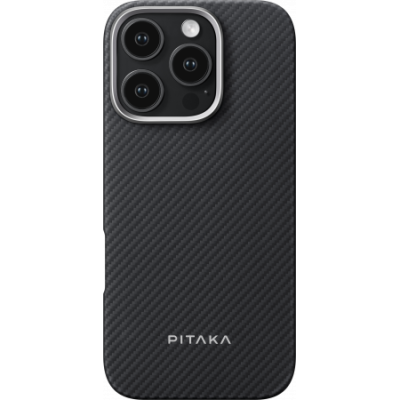 Чехол PITAKA Ultra-Slim Case для iPhone 16 Pro карбоновый кевлар (арамид) черно-серый в полоску для iPhone 16/16 Pro / Электроника | V4.Market