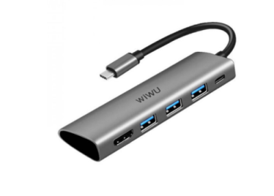 Адаптер Wiwu Alpha USB-C 5 в 1 на USB 3.0*2/HDMI/PD/3.5 (M X Pro) (Grey) / Адаптеры и переходники | Электроника | V4.Ru: Маркетплейс