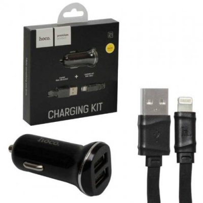 Автомобильное зарядное устройство Hoco Z1 2xUSB/кабель USB- Lightning 2.1A (черный) / Автомобильные зарядные устройства | Электроника | V4.Ru: Маркетплейс