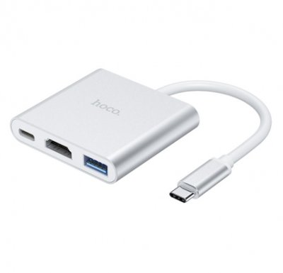 Адаптер Hoco HB14 USB-C 3 в 1 на USB 3.0/HDMI/PD (Silver) / Адаптеры и переходники | Электроника | V4.Ru: Маркетплейс