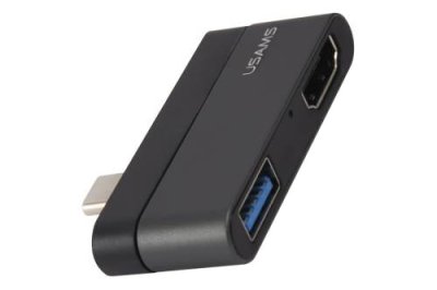 Адаптер USAMS US-SJ462 Type-C Mini HUB на USB 3.0 + HDMI (Grey) / Адаптеры и переходники | Электроника | V4.Ru: Маркетплейс