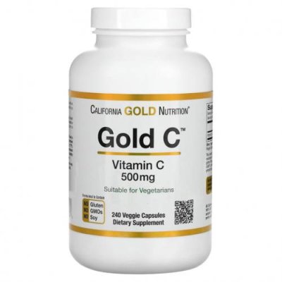 California Gold Nutrition, Gold C, витамин C, 500 мг, 240 вегетарианских капсул / Аскорбиновая кислота | Аптека | V4.Ru: Маркетплейс