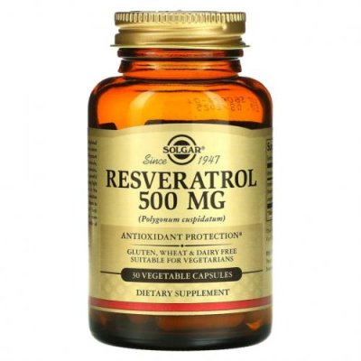 Solgar, Resveratrol, 500 мг, 30 растительных капсул / Ресвератрол | Аптека | V4.Ru: Маркетплейс