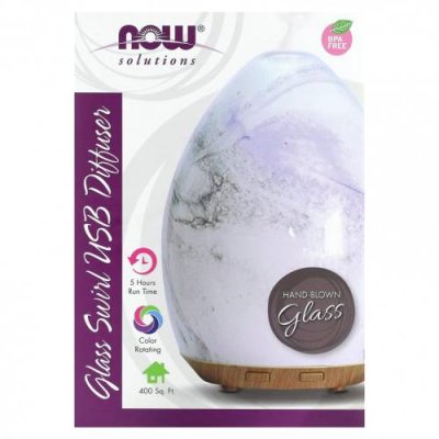 NOW Foods, Solutions, Glass Swirl USB, масляный диффузор, 1 диффузор / Диффузоры и аксессуары | Аптека | V4.Ru: Маркетплейс