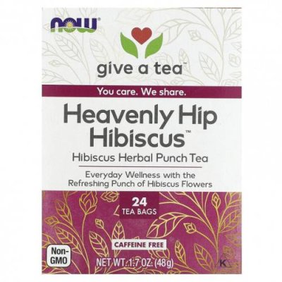 NOW Foods, Heavenly Hip Hibiscus, травяной чай с пуншем, без кофеина, 24 чайных пакетика, 48 г (1,7 унции) / Травяной чай | Аптека | V4.Ru: Маркетплейс