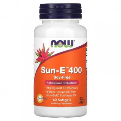 NOW Foods, Sun-E 400, 268 мг (400 МЕ), 60 мягких таблеток / Витамин Е | Аптека | V4.Ru: Маркетплейс