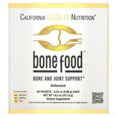 California Gold Nutrition, Bone Food, для поддержки здоровья костей и суставов, 60 пакетиков по 6,83 г (0,24 унции) / Формулы для Костей | Аптека | V4.Ru: Маркетплейс