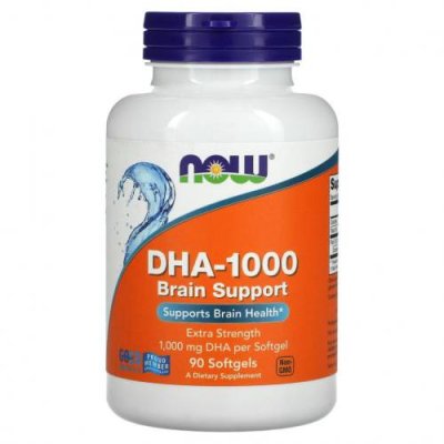 NOW Foods, DHA-1000 для улучшения работы мозга, с повышенной силой действия, 1000 мг, 90 мягких таблеток / ДГК | Аптека | V4.Ru: Маркетплейс