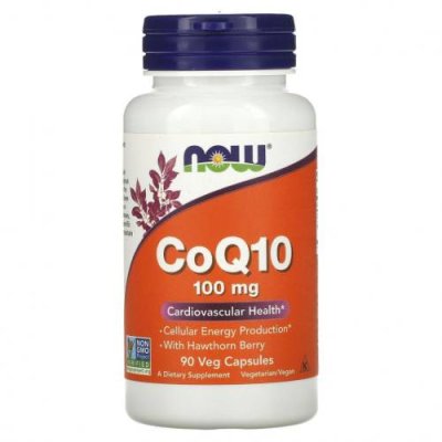 NOW Foods, CoQ10 с ягодами боярышника, 100 мг, 90 растительных капсул / Коэнзим Q10 (CoQ10) | Аптека | V4.Ru: Маркетплейс