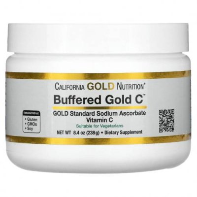 California Gold Nutrition, Buffered Gold C, некислый буферизованный витамин C в форме порошка, аскорбат натрия, 238 г (8,4 унции) / Аскорбат натрия | Аптека | V4.Ru: Маркетплейс