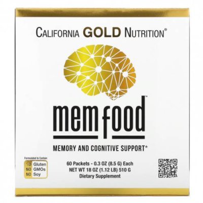 California Gold Nutrition, MEM Food, для поддержки памяти и когнитивных функций, 60 пакетиков по 8,5 г (0,3 унции) каждый / Куркума и куркумин | Аптека | V4.Ru: Маркетплейс